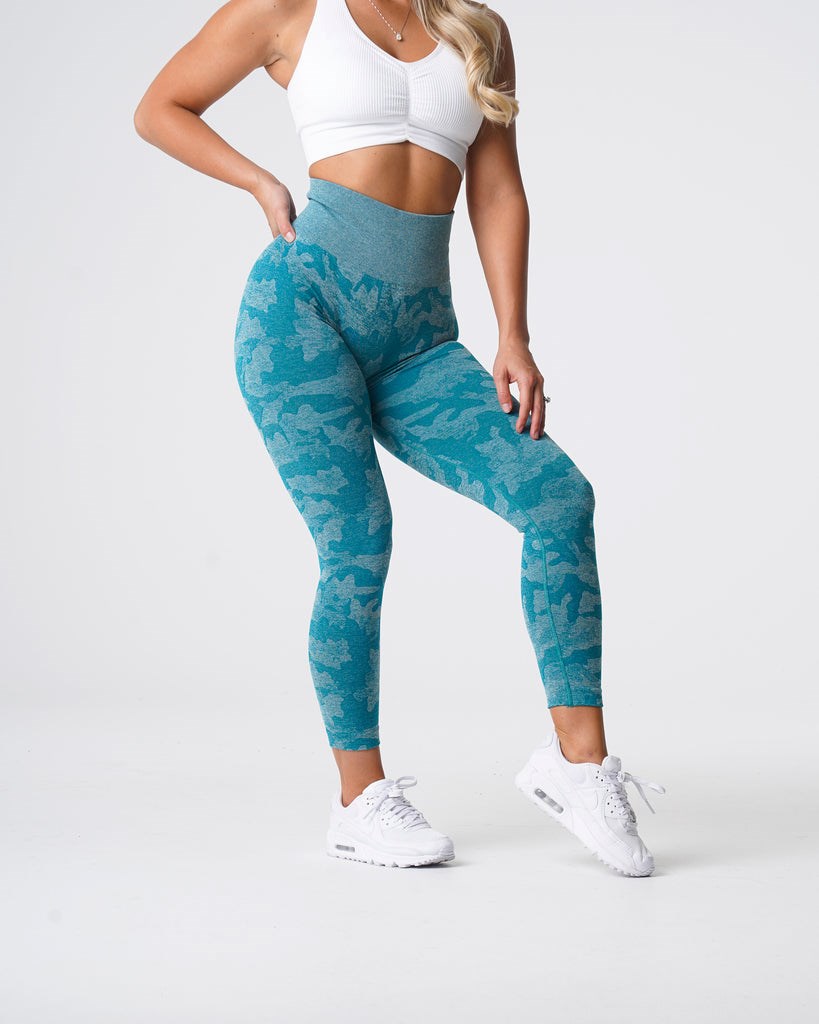 NVGTN Camo Seamless Leggings Teal | 83216DKXL