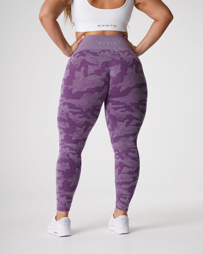 NVGTN Camo Seamless Leggings Violet | 46027ZKMU