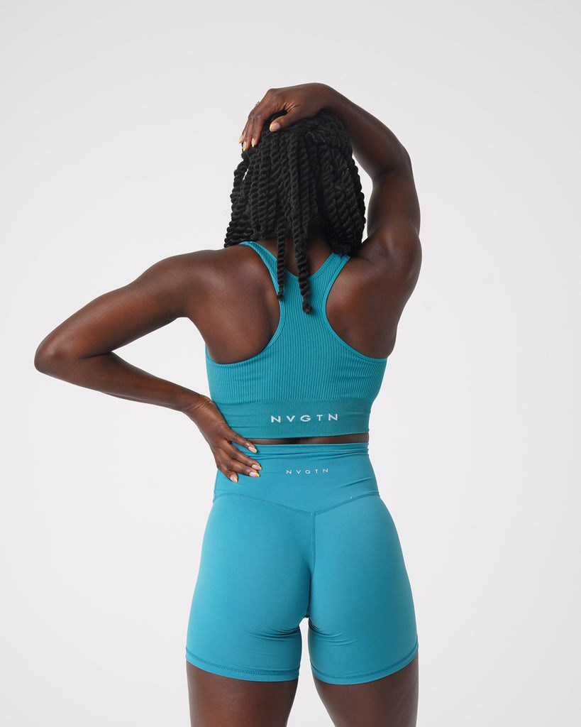 NVGTN Cinched Seamless Bra Teal | 84731GCOU