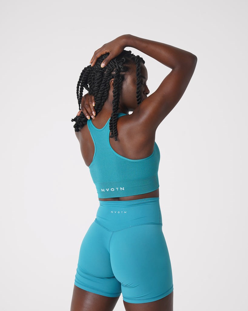 NVGTN Cinched Seamless Bra Teal | 84731GCOU