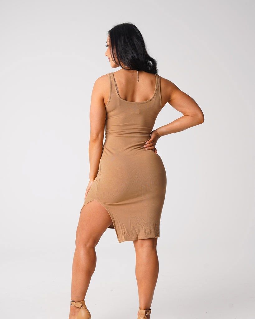 NVGTN Golden Vibes Cut Out Midi Vestido Mocha | 07834RDBQ