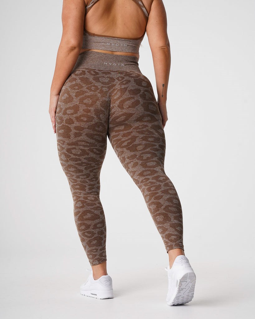 NVGTN Leopard Seamless Leggings Mocha | 56824MTXH