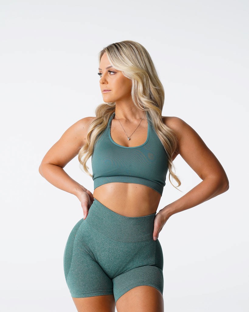 NVGTN Limitless Acanalado Seamless Halter Bra Verdes | 13708KNTF