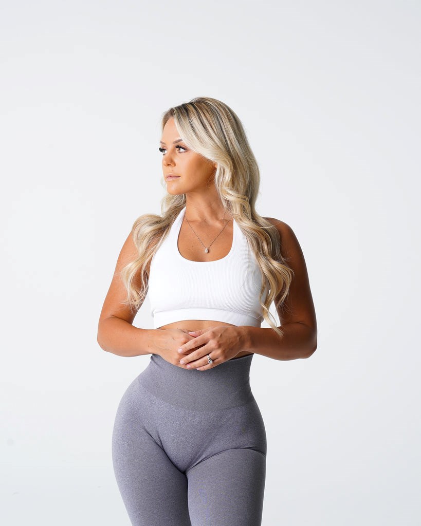 NVGTN Limitless Acanalado Seamless Halter Bra Blancos | 26894RUFD