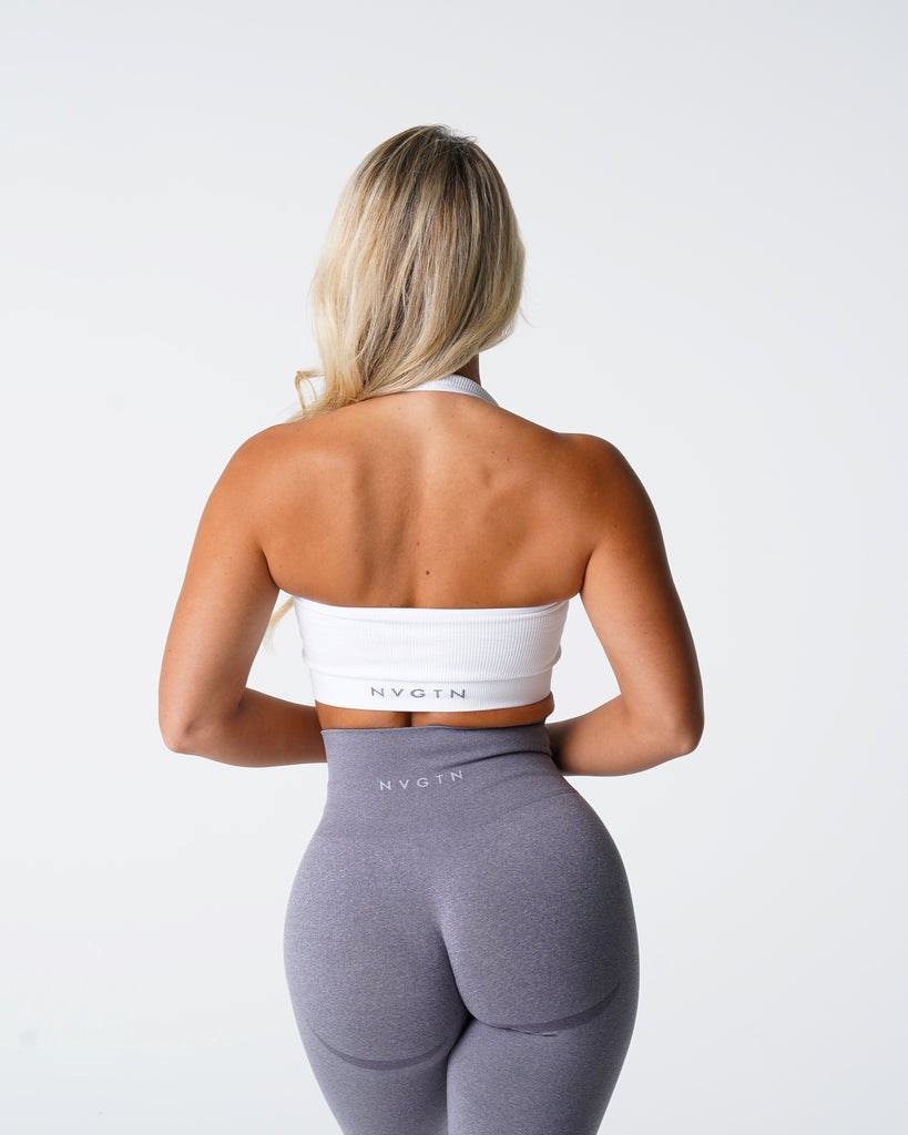 NVGTN Limitless Acanalado Seamless Halter Bra Blancos | 56789JBAU