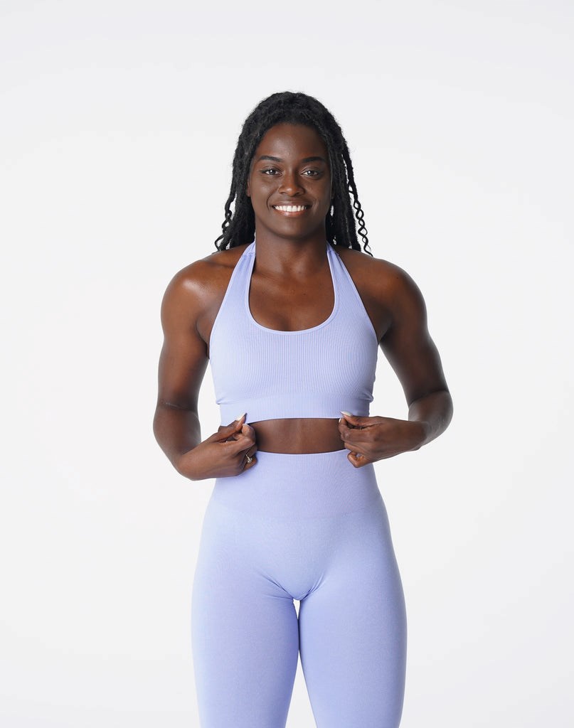 NVGTN Limitless Acanalado Seamless Halter Bra Periwinkle | 82057PUQB