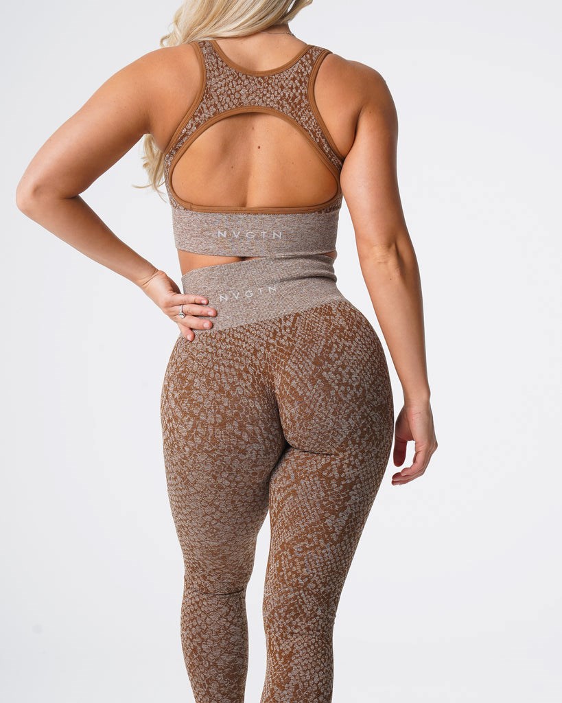 NVGTN Snakeskin Seamless Leggings Mocha | 30671DWMH