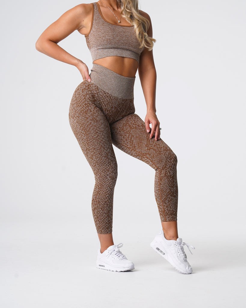 NVGTN Snakeskin Seamless Leggings Mocha | 30671DWMH