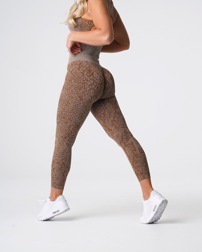 NVGTN Snakeskin Seamless Leggings Mocha | 30671DWMH