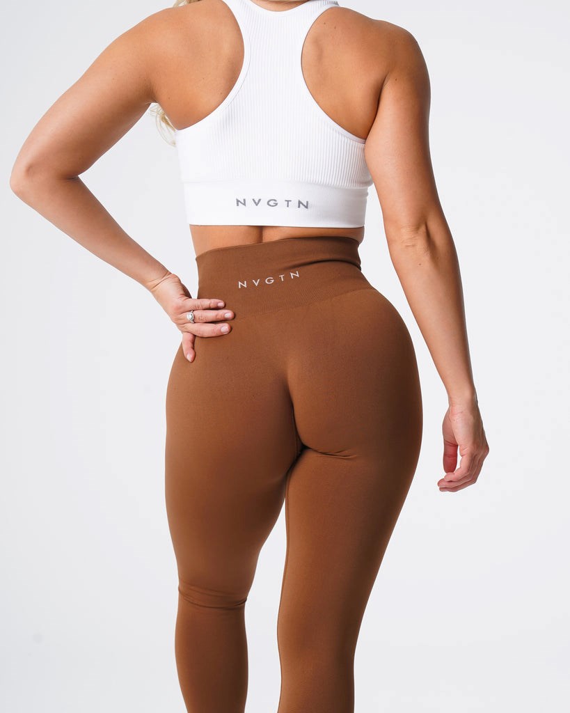 NVGTN Solid Seamless Leggings Caramel | 73249DNPS