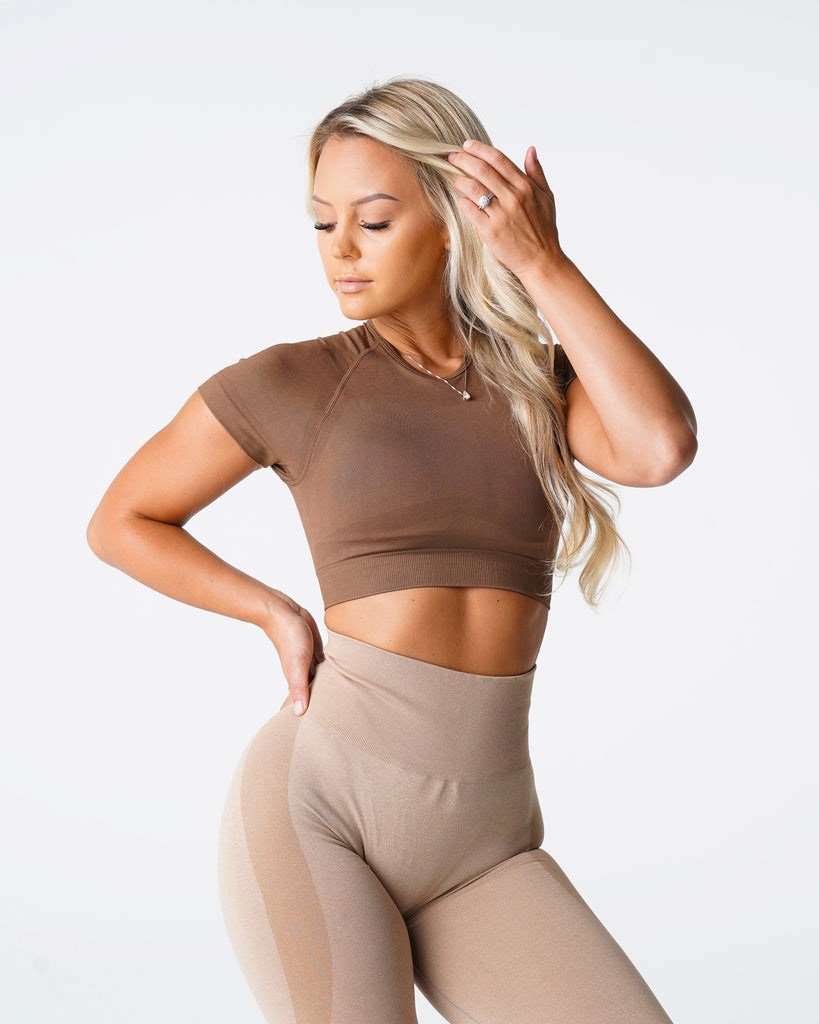 NVGTN Vortex Seamless Bra Top Mocha | 78214QMSW