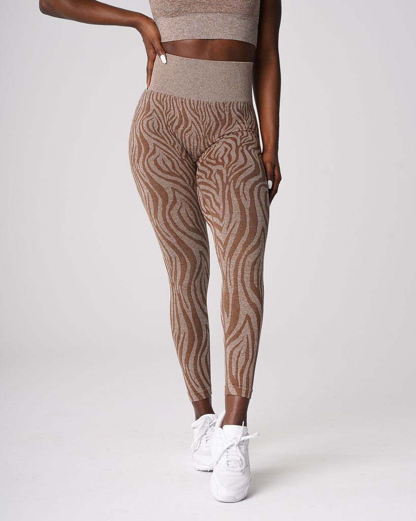 NVGTN Zebra Seamless Leggings Mocha | 31846ZOND