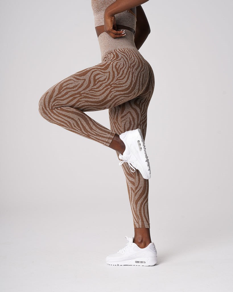 NVGTN Zebra Seamless Leggings Mocha | 31846ZOND