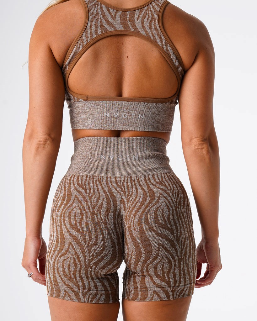 NVGTN Zebra Seamless Shorts Mocha | 70159XBQJ