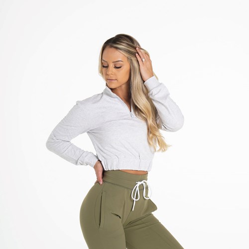 NVGTN Power Cropped Pullover Grises Claro | 18453IRMD