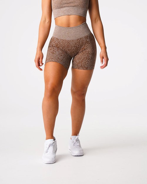 NVGTN Snakeskin Seamless Shorts Mocha | 52819AKXP