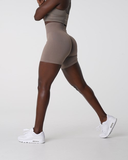 NVGTN Solid Seamless Shorts Taupe | 84596BSZI