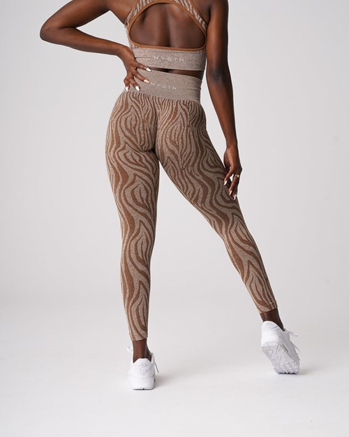 NVGTN Zebra Seamless Leggings Mocha | 31846ZOND